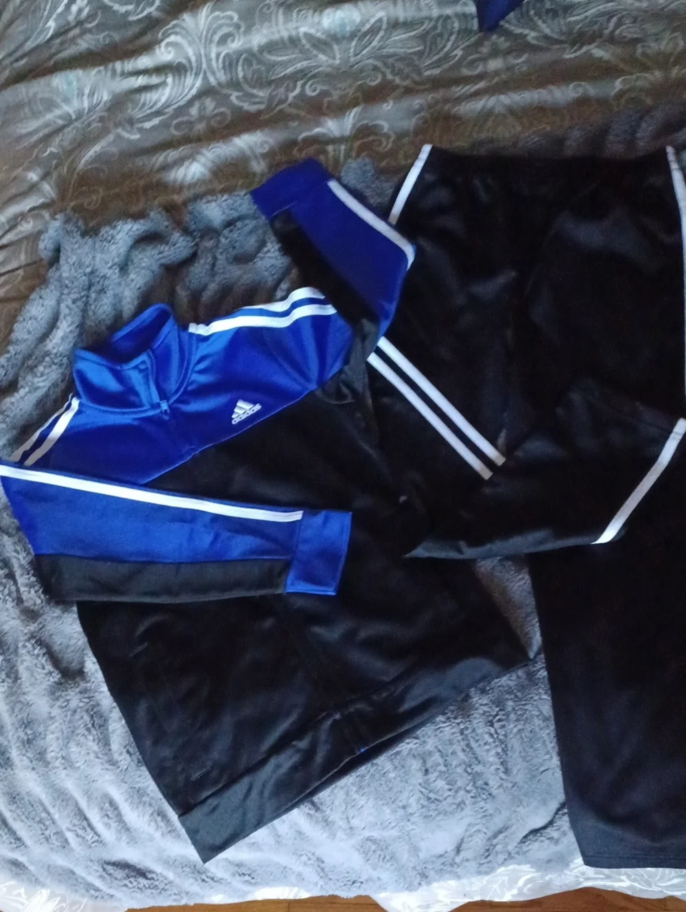 Adidas Kids Blue and Black Track Jacket and Pants Set